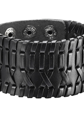 韩版百搭复古朋克风手镯皮手环