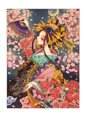 古风人物钻石画美女花魁满钻全贴