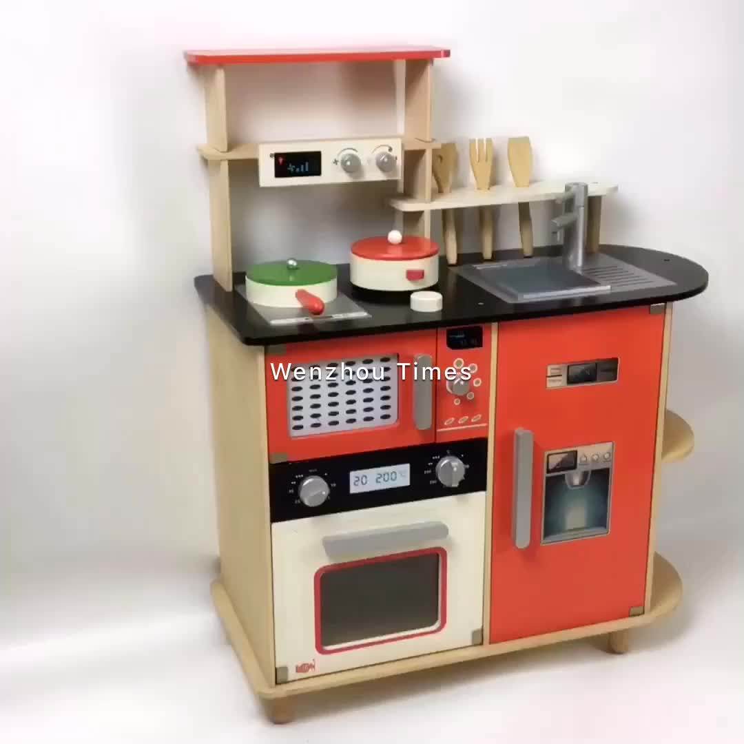 2017 New Design Red Kids Pretend Play Wooden Kitchen Toy W10c211 Buy