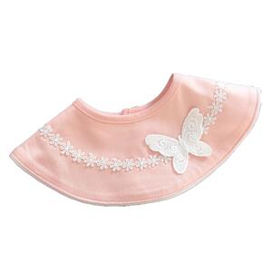 360度可旋转圆形婴幼儿纯棉围嘴蕾丝花边口水巾宝宝吃饭围兜公主