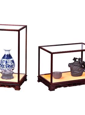 红木防尘宝笼玻璃罩定制工艺品