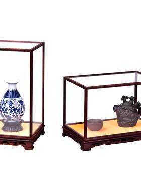 红木防尘宝笼玻璃罩定制工艺品