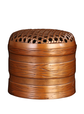 紫铜小圆形藤编纹古法用具香炉