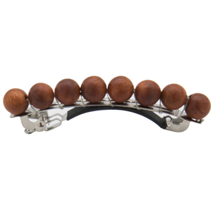 「来历不明/原创」 手工北欧森系佛珠木质发夹弹簧夹顶夹串珠头饰