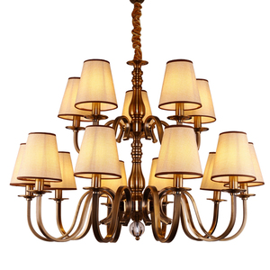 美式吊灯客厅 现代简约餐厅书房卧室双层铁艺灯 酒店工程仿铜灯具