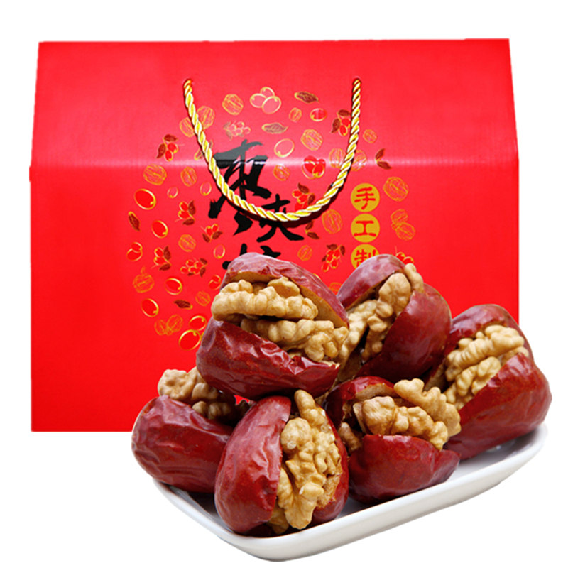 和田红枣夹核桃仁1000g 骏枣包核桃仁零食夹心枣独立包装年货礼盒