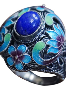 爱莲925纯银复古掐丝珐琅花丝