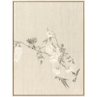 高茜x仟象映画 法式中国风竖版玄关画挂画书房酒店艺术壁画高级感