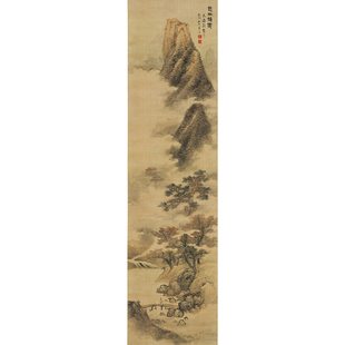 高清复刻明末蓝瑛楚山秋霁图仿米芾云山画法国画山水画微喷装饰画