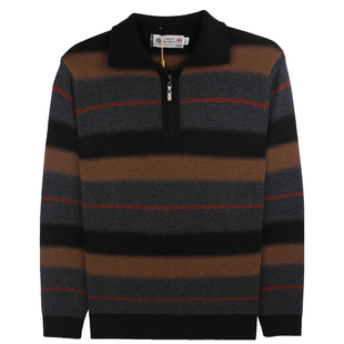 开开羊毛衫男中年加厚拉链高领针织衫2024冬季100纯羊毛爸爸毛衣