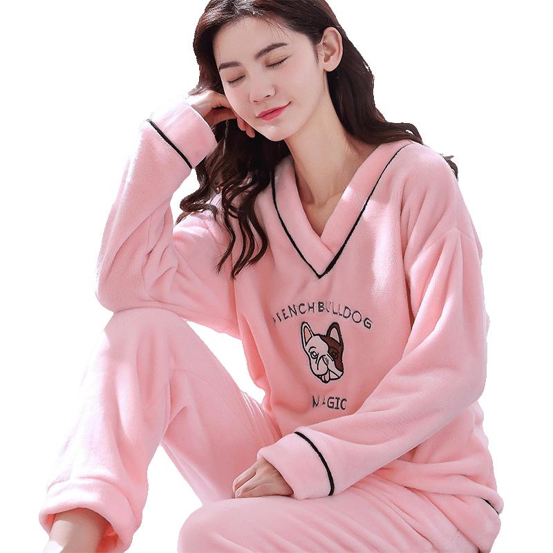 冬季加厚保暖珊瑚绒套头家居服