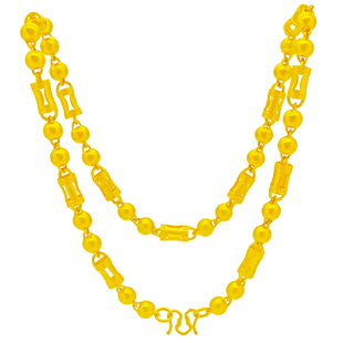 仿真金男士项链纯黄金色项坠粗大土豪圆珠链子镀越南沙金大金链子