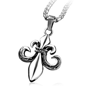 欧美风复古钛钢十字童军花项链哥特男女毛衣链长款吊坠精品