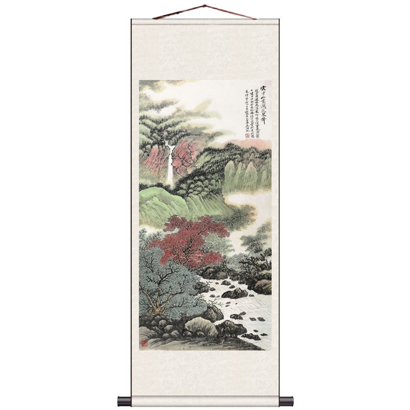 竹子字画风水丝绸画吴湖帆水墨竹子淡雅茶楼装饰丝绸礼品条幅挂画