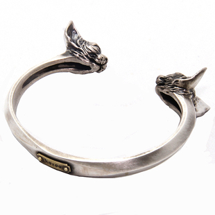 kozoostudio原创设计斯芬克斯银饰手镯S925错金银非遗纯银镶嵌