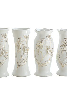 白色手工描金水培陶瓷花瓶