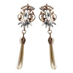 君梦CLA系帝政Lolita欧式复古宫廷风巴洛克金色珍珠水钻耳环耳坠