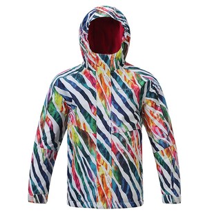 阿尔派妮 儿童单双板彩虹色加厚抓绒保暖防风滑雪服登山服