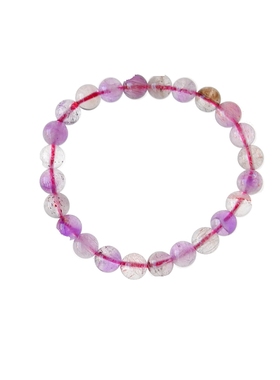 天然水晶超七草莓紫发晶手链佛珠