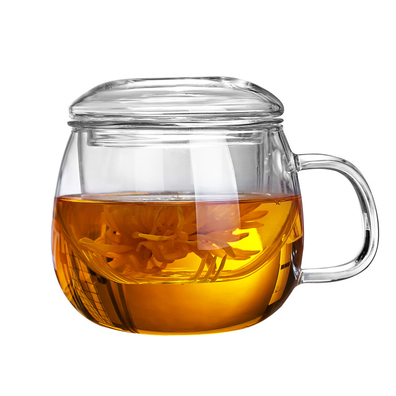 耐热玻璃杯花茶杯简约可爱泡茶杯带盖把过滤家用男女办公网红水杯