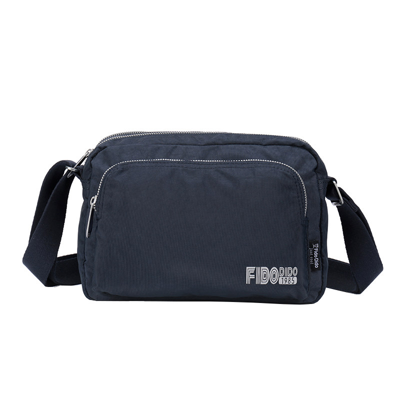 菲都狄都时尚休闲男包单肩包男简约青年新款斜挎包男帆布包横款