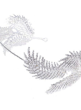 韩式新娘超仙女水钻发箍银色叶子发条结婚新款公主伴娘婚礼服饰品