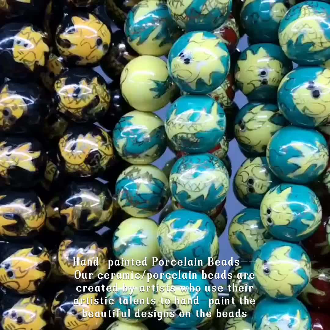 Wholesale Hand Painted Ceramic Bead Porcelain Teardrop Beads For