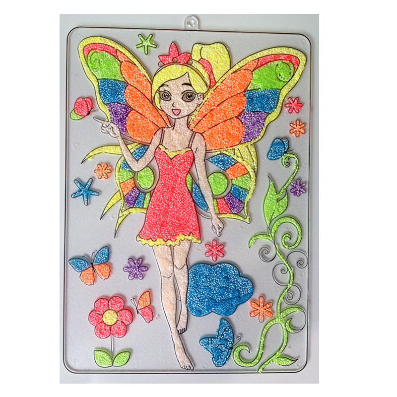 儿童diy雪花泥珍珠泥粘土画公主画彩泥画套装手工黏土画沙画制作