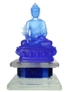 琉璃净水杯 莲花供水杯 供杯 供佛杯 琉璃杯带盖