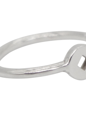 一川饰品钱币戒指张宥浩同款尾戒纯银开口上下国风男女财运指环