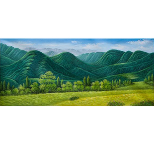 巨人山油画手绘绿树山林b款风景客厅书房办公室装饰画包邮促销