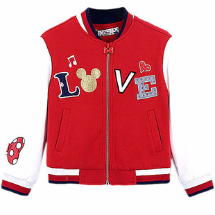 迪士尼童装米奇运动衫儿童外套女孩春秋全棉女中大童夹克衫棒球服