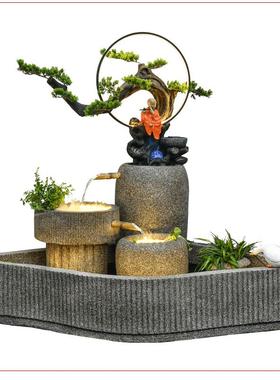 庭院喷泉阳台养鱼池造景假山流水