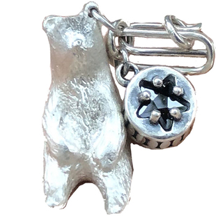 造物星球--叹息熊设计师原创项链黑五星锆石北极熊吊坠925纯银链