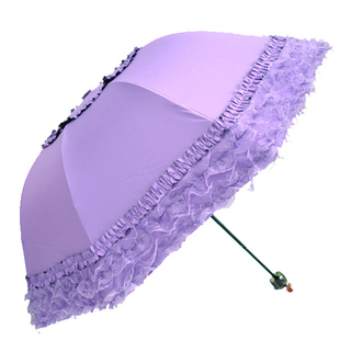 韩国蕾丝拱形黑胶遮阳伞三折叠太阳伞防紫外线女防晒晴雨两用雨伞