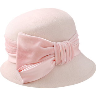 EE秋冬上新休闲百搭粉色帽子女冬季女士呢子帽英式羊毛百搭款礼帽