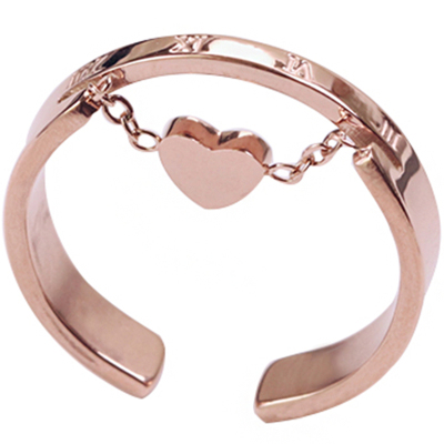 戒指钛钢玫瑰金可爱女双层戒指女