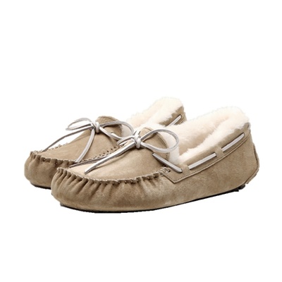 羊皮毛一体保暖豆豆鞋真皮休闲鞋