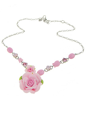 韩国玫瑰花朵小众设计水钻短项链