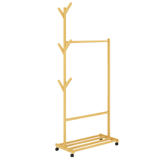 实木晾衣架简易落地卧室木质挂衣架单杆轻奢创意北欧60cm衣服架子