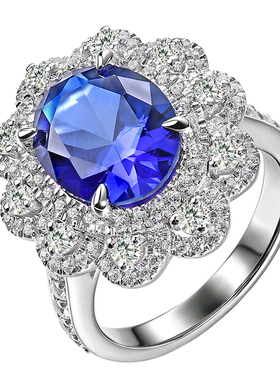 卓蝶珠宝银镀白金戒指大气梯方钻