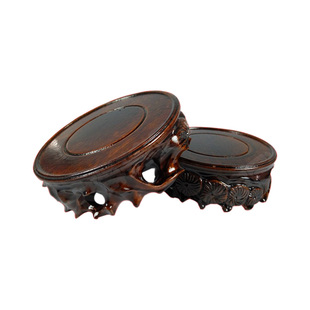 加厚整木根雕底座 菠萝格实木圆底座 陶瓷花瓶 鱼缸 奇石头可挖槽