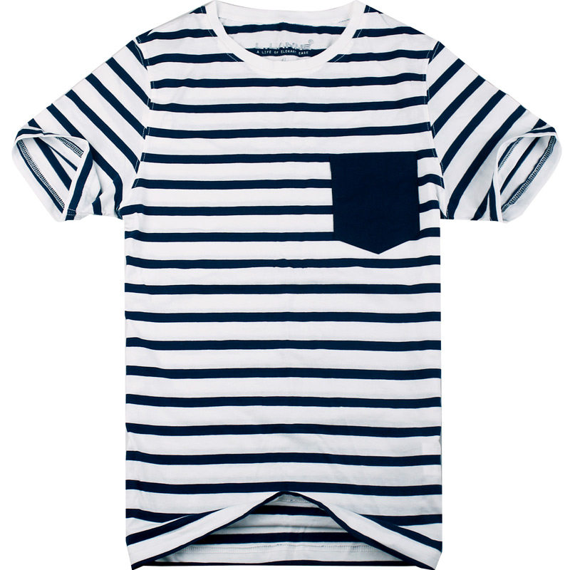 夏天的衣服正品海军风丅恤 水手服蓝白横条纹海魂衫纯棉短袖t恤男