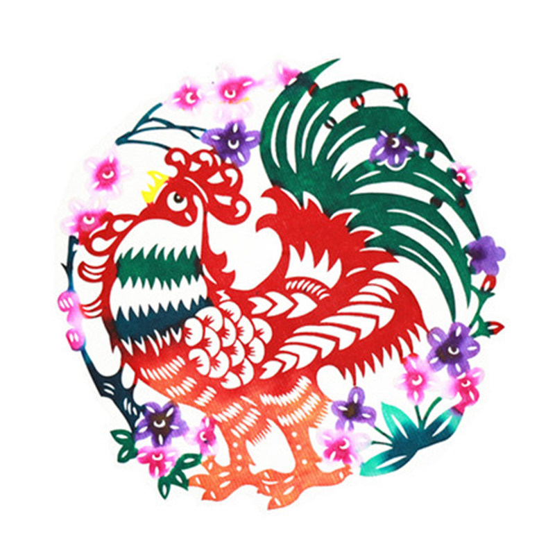 中国特色出国礼品 剪纸窗花小号彩色十二生肖 客厅装饰 送老外