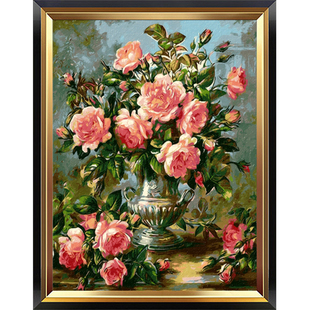 画画diy数字油画花卉玫瑰填色手工绘填色填充涂色油彩画治愈解闷