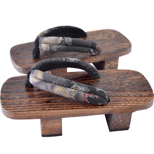 木屐男中式二齿国潮女搭汉服复原款cos高跟人字拖中国风木拖鞋