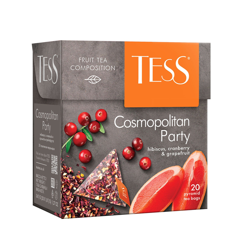 俄罗斯Tess Cosmopolitan Party蔓越莓西柚花果茶三角茶包果粒茶