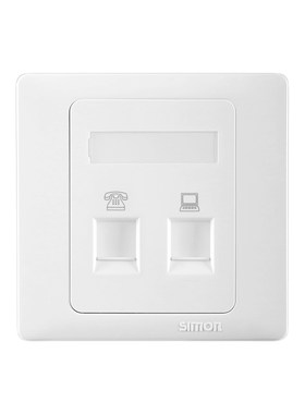西蒙开关插座正品86型50L电话加电脑网络网线电话线面板L55229S