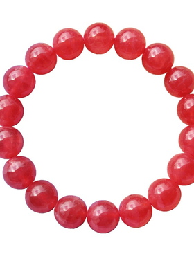 天然阿根廷冰种红纹石正桃花手链