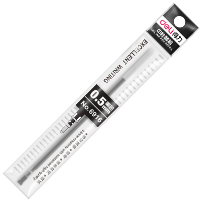 得力中性笔芯0.5mm水笔芯子弹头6916替芯通用碳素6906按动笔芯